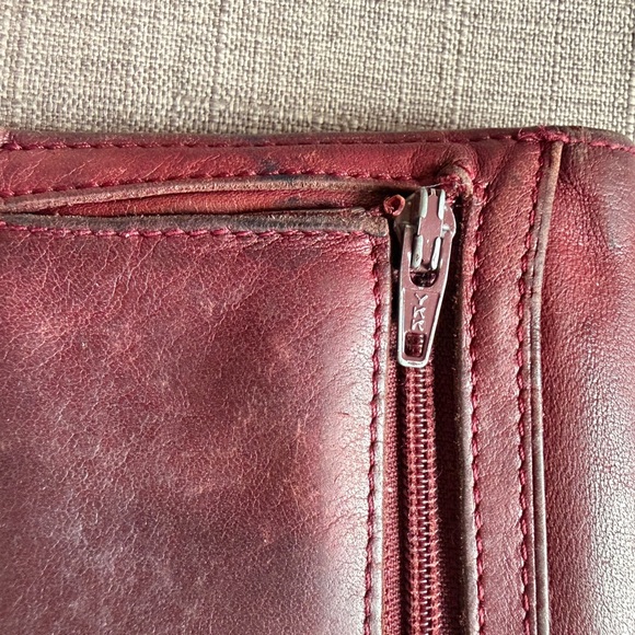 Valentino Deep Burgundy Leather Card Case with Gold V Logo - Picture 12 of 12